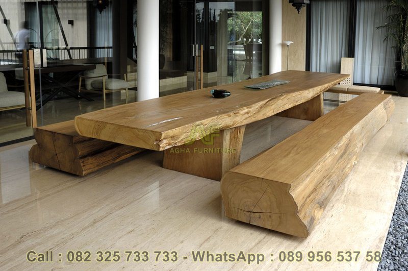 Meja Bangku Balok Kayu Utuh Meja Bangku Balok Kayu Utuh